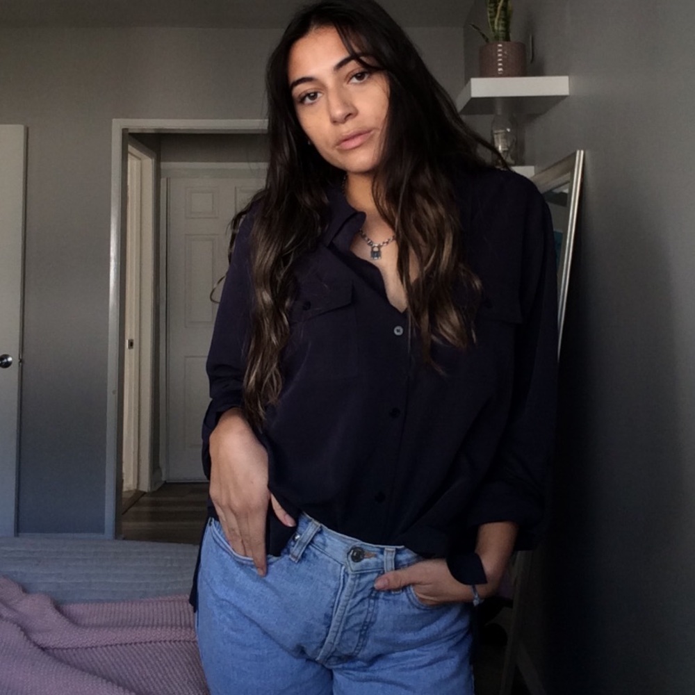 Navy blue collared shirt